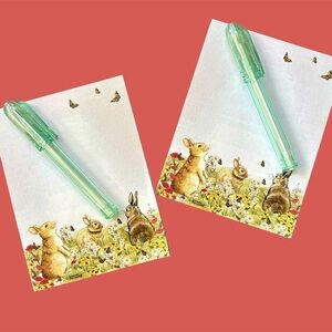 Bunnies sticky notepads & pens sets